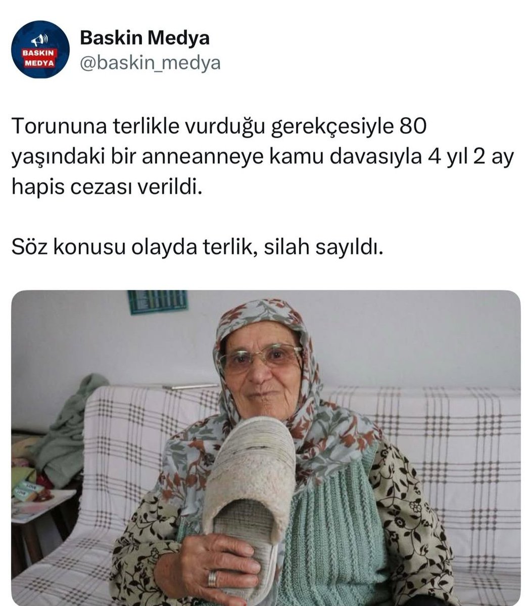 Vayy beee 
Bıçak, silah,satır,zırh sayılmıyor da terlik sayılıyor. 
PES!
