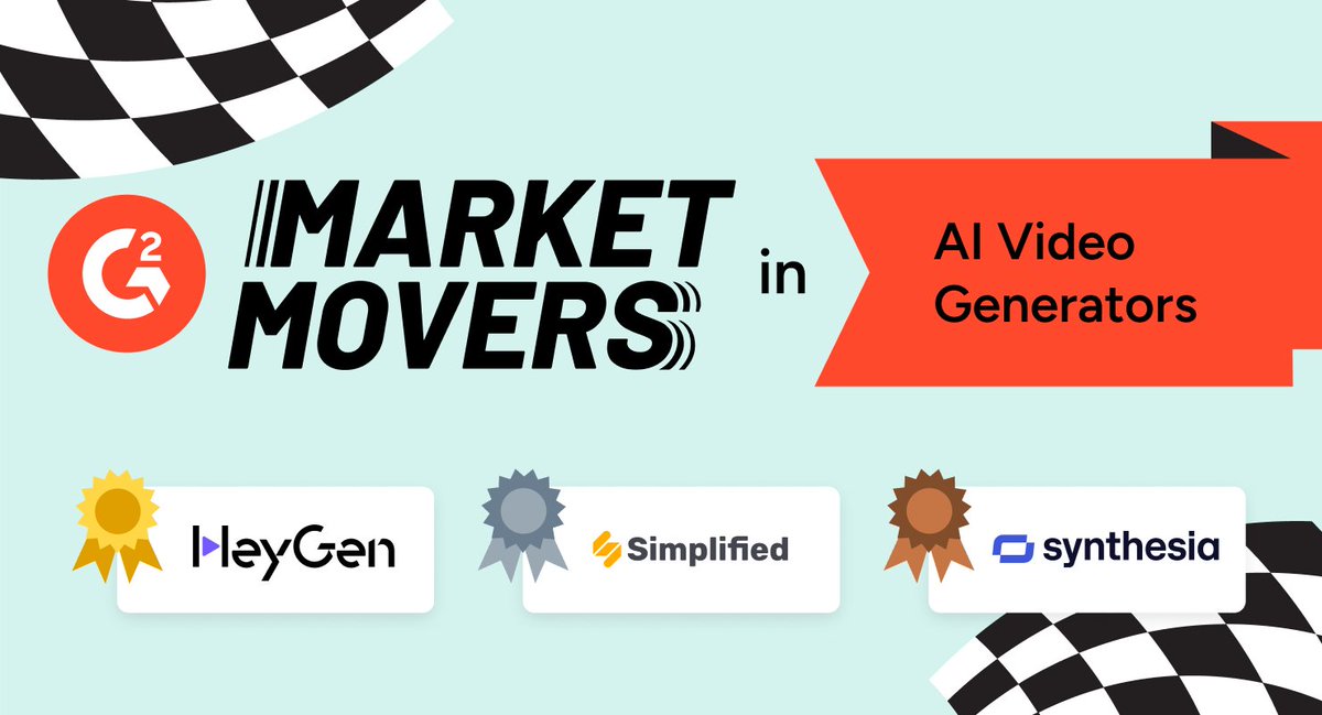 G2 (@g2dotcom) on Twitter photo One of the fastest-growing #AI categories on G2 this year? AI Video Generators.
In our latest installment of Market Movers, we’re spotlighting the 3 tools that are rising to the top:
✨ <a href="/HeyGen_Official/">HeyGen</a>
✨ <a href="/sosimplified/">Simplified</a>
✨ <a href="/synthesiaIO/">Synthesia 🎥</a>
These products are catching buyer One of the fastest-growing #AI categories on G2 this year? AI Video Generators.
In our latest installment of Market Movers, we’re spotlighting the 3 tools that are rising to the top:
✨ <a href="/HeyGen_Official/">HeyGen</a>
✨ <a href="/sosimplified/">Simplified</a>
✨ <a href="/synthesiaIO/">Synthesia 🎥</a>
These products are catching buyer