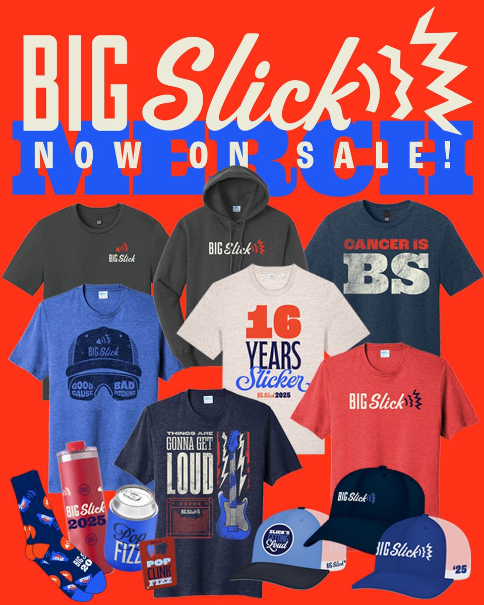 Get the gear - give hope. The 2025 Big Slick General Merch Collection is here. 100% of proceeds support pediatric cancer research and care at <a href="/ChildrensMercy/">Children's Mercy</a> 
Get yours: bit.ly/big-slick-merc… 💙