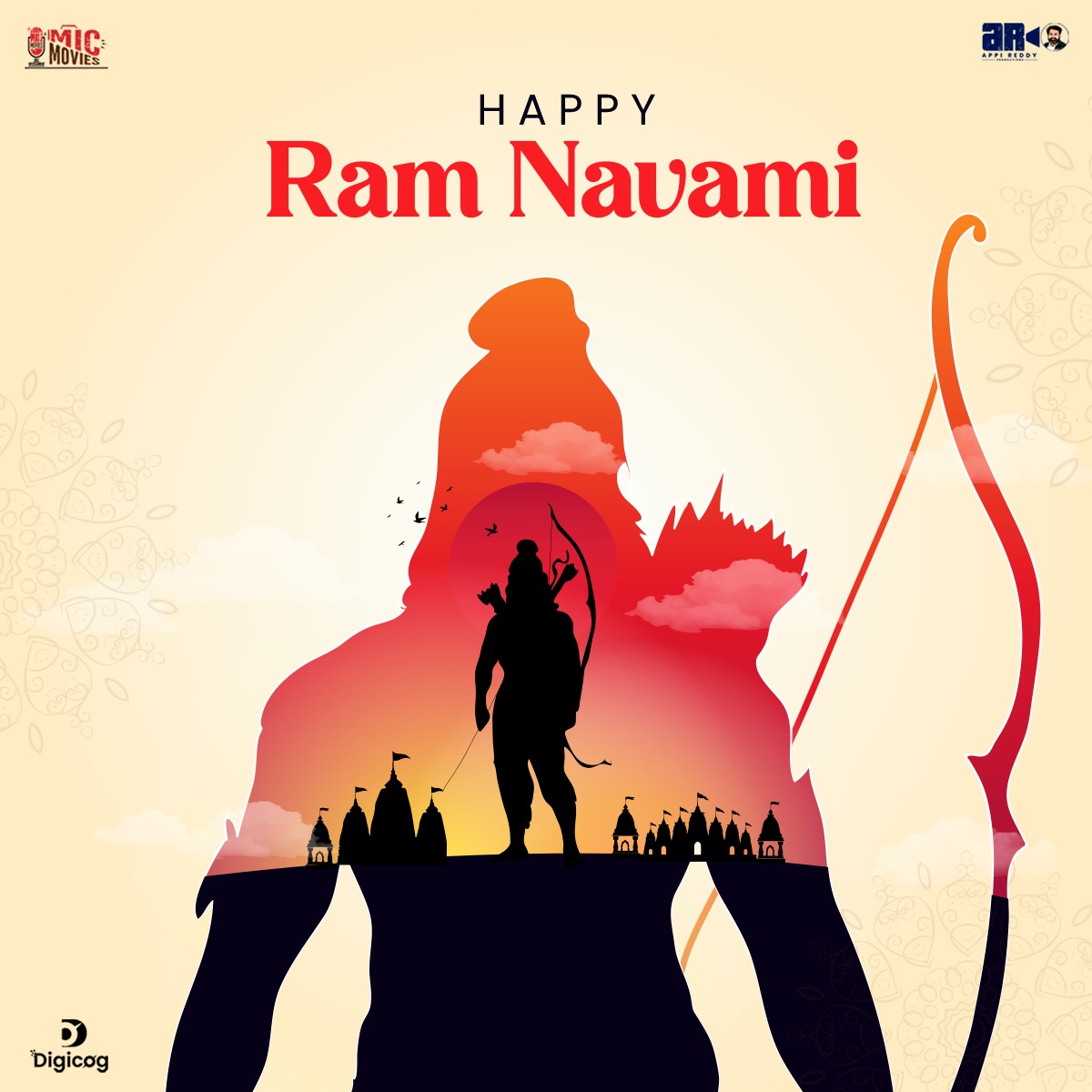 Jai Shri Ram! May his divine grace illuminate your path always Wishing everyone a peaceful and joyous Shri Rama Navami.

#happyshriramanavami #jaishriram #ramnavami #sriramnavami #ram #sitharam #ramram🙏
#micmovies #appireddyproductions #digicog