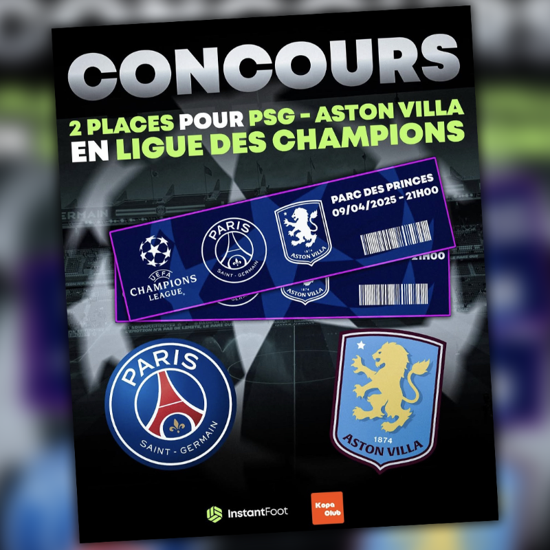 lnstantFoot's tweet photo. 🚨 2 PLACES POUR PSG-ASTON VILLA À GAGNER !

Pour participer ? C'est tout simple, c'est sur notre Instagram ⬇️