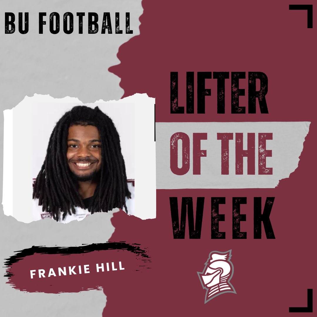 Bellarmine Sprint Football (@buknightsfb) on Twitter photo Week 4: Lifter of the Week goes to Freshmen DB, Frankie Hill! Congratulations <a href="/FrankieHilllv1/">Frankie Hill lV</a> 💪⚔️ Week 4: Lifter of the Week goes to Freshmen DB, Frankie Hill! Congratulations <a href="/FrankieHilllv1/">Frankie Hill lV</a> 💪⚔️