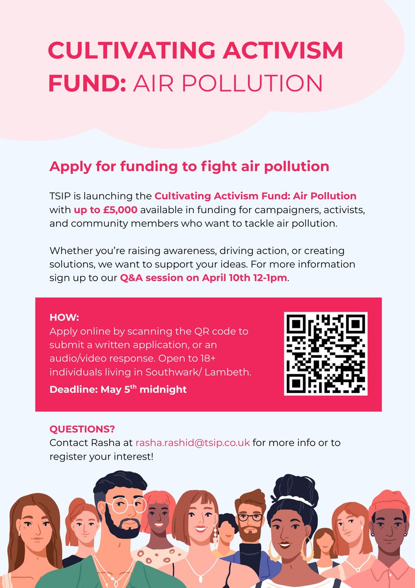 Applications for the “Cultivating Activism Fund: Air Pollution” are now open!🌍 Are you based in Lambeth or Southwark and do you want to help your community breathe better air? Then we want to hear from you. #TSIP #CommunityFunding #ClimateAction