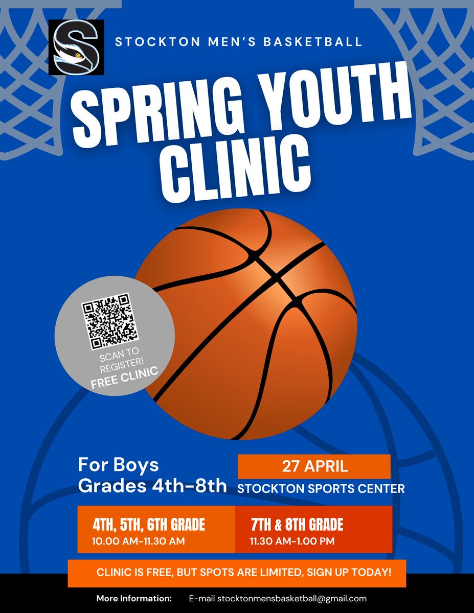 Still some spots left for our Free clinic on April 27.