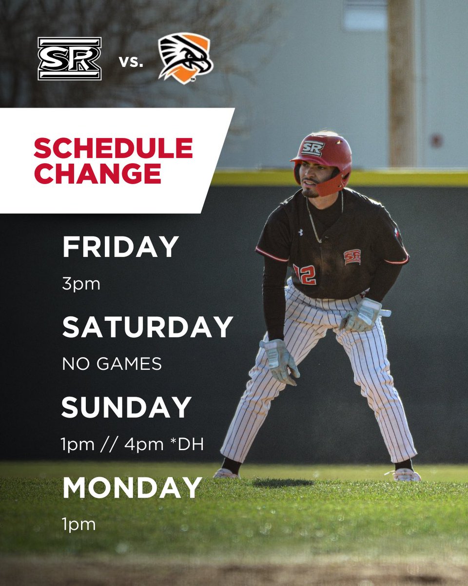 SCHEDULE CHANGE 🚨

Due to incoming weather, games have been moved!

Today @ 3pm
Tomorrow ➡️ NO GAMES
Sunday DH @ 1pm + 4pm
Monday @ 1pm

See you at the ‘Not or stream live at go.flosports.tv! 🫡

#uncommontenacity #sulrossbaseball