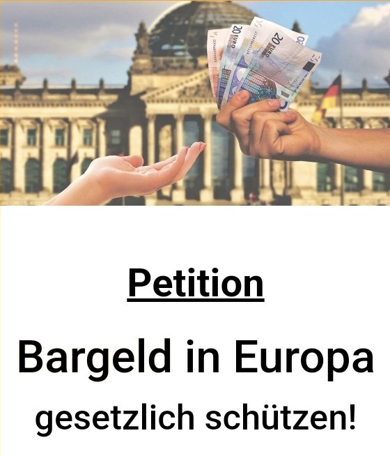 „Wenn es kein Bargeld mehr gibt, wird unser Bankkonto zu einem detaillierten Logbuch unseren Lebens“, weiß der bekannte Wirtschaftsjournalist Norbert Häring – einer von vielen Unterstützern der Petition für europaweiten Schutz des Bargelds.

bargeldverbot.info/petition/