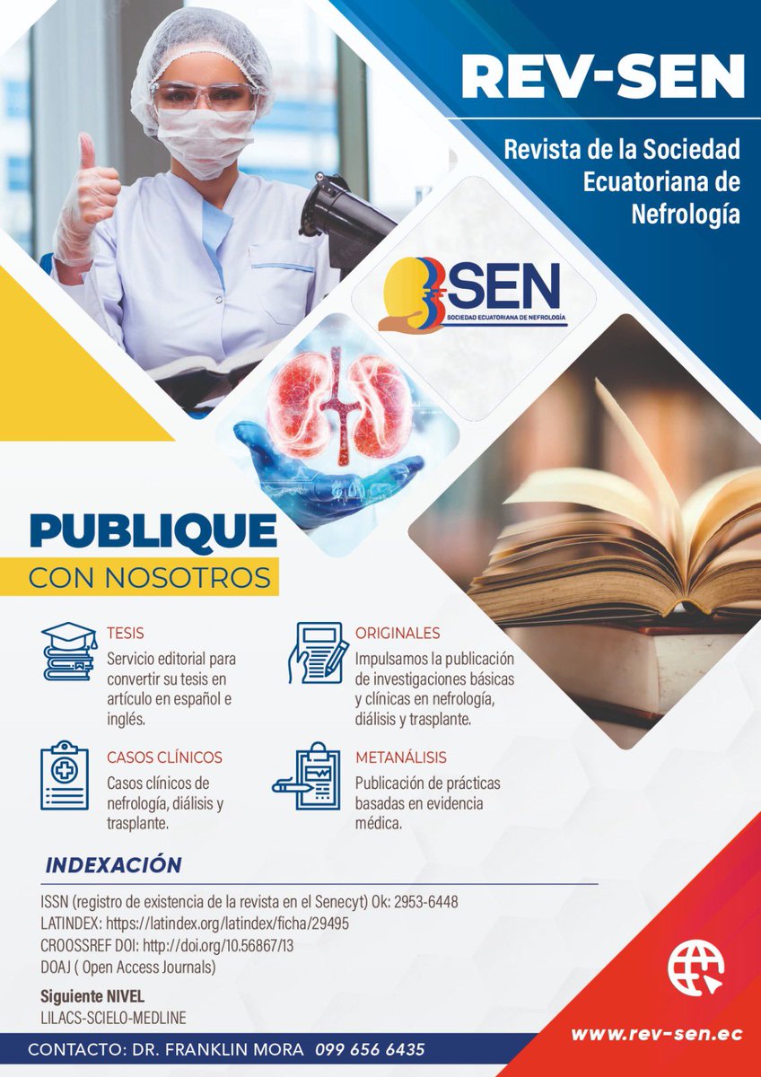 Vanessavillavicencio (@elba_vanessa) on Twitter photo Publica con nosotros !
La <a href="/nefrologiaecu/">Sociedad Ecuatoriana De Nefrología SEN</a> te invita a que publiques en nuestra revista !
rev-Sen.ec
rev-sen.ec/index.php/revi… Publica con nosotros !
La <a href="/nefrologiaecu/">Sociedad Ecuatoriana De Nefrología SEN</a> te invita a que publiques en nuestra revista !
rev-Sen.ec
rev-sen.ec/index.php/revi…