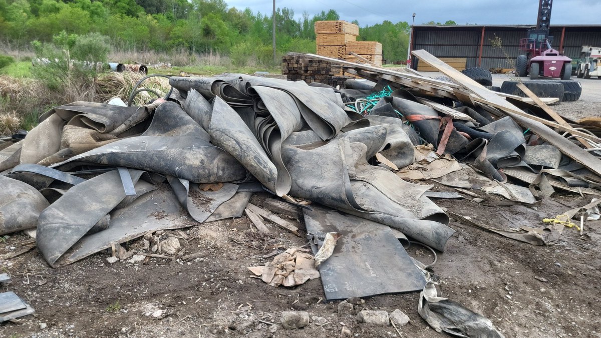Back at Hood Industries. Disposing of old conveyor belt.