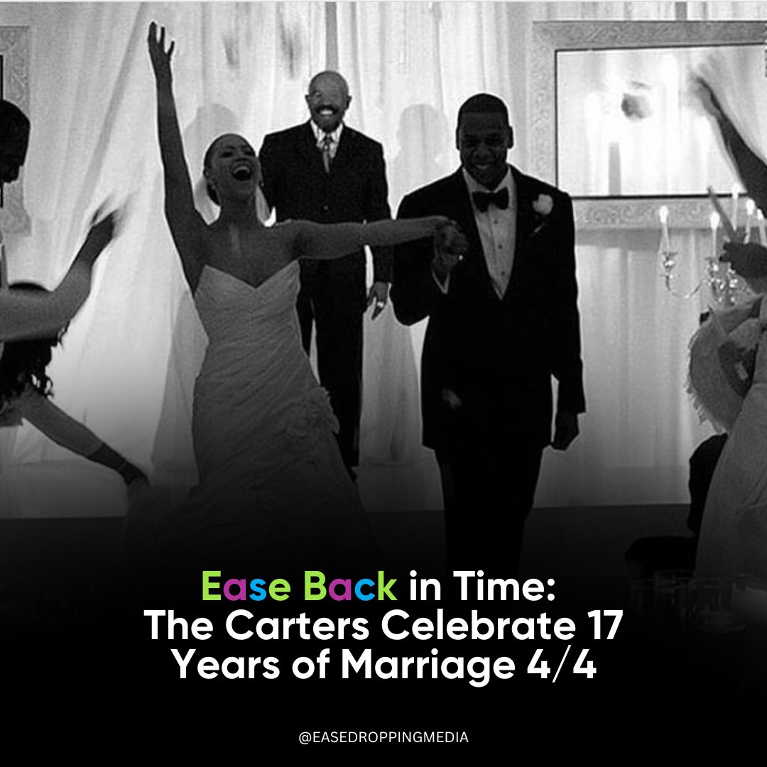 EaseDropping's tweet photo. Ease Back in Time: On April 4, 2008, Jay-Z &amp; Beyoncé said “I do.” 17 years later, the Carters are still going strong. Both born on the 4th, their love for the number runs deep from tattoos to timeless hits. Happy Anniversary to hip-hop royalty https://t.co/5xz0Ea4epp