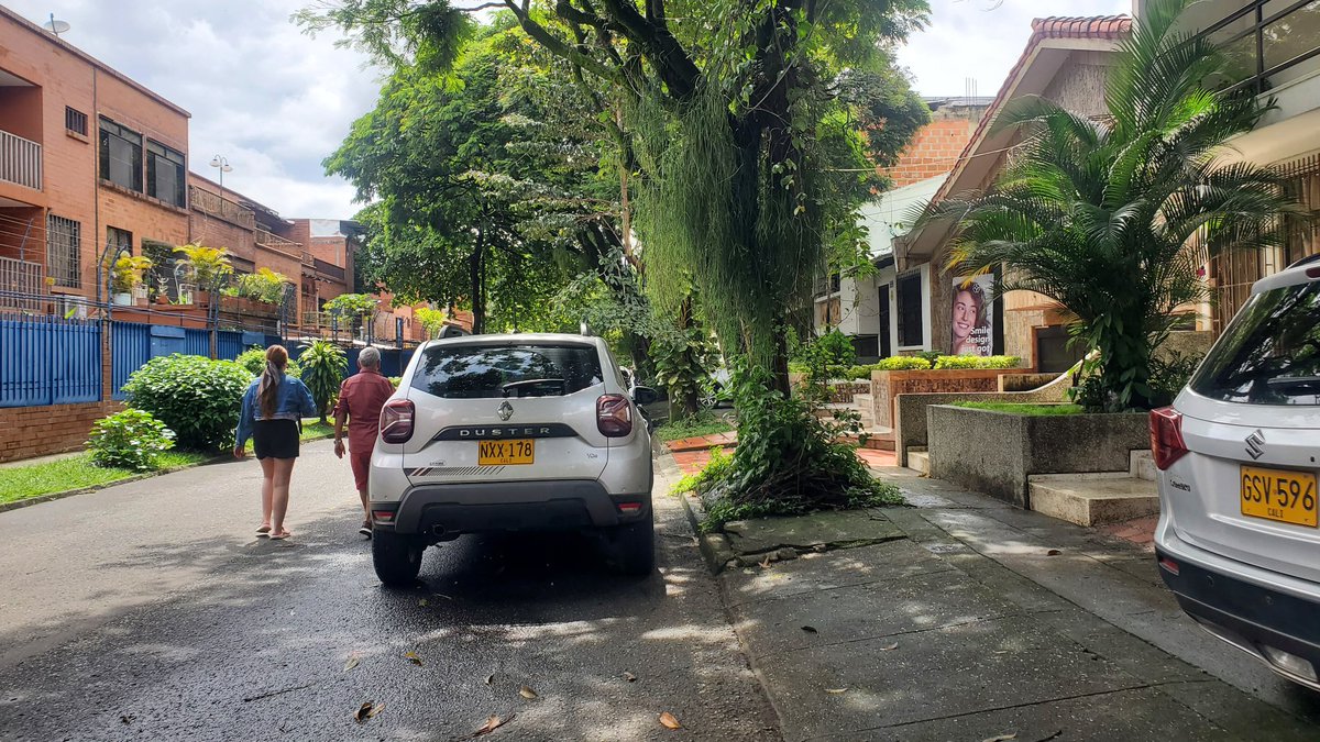 Un saltamontes iba por el andén, subió a una montaña metálica y vió que el camino estaba obstruido para peatones, la otra montaña metálica le tapaba al ciudadano mayor que venía, a quién la mujer que lo acompaña le dice "vamonos por la calle que el andén está muy desnivelado" Fin