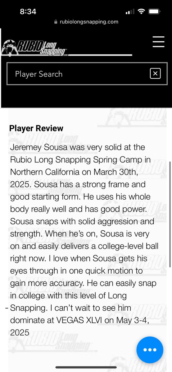 Jeremy Sousa (@jeremy_sousaa) on Twitter photo After a good <a href="/TheChrisRubio/">Rubio Long Snapping®</a> camp, I’m Blessed to be ranked a 4.5⭐️, #1 in my class! Thanks for the write up! <a href="/CruzARubio/">Cruz Rubio</a> <a href="/Tim_Hernandez70/">Timothy Hernandez</a> <a href="/ThomasLee919/">Thomas Lee</a> <a href="/ramos_Laney_FB/">Josh Ramos</a> <a href="/CoachRob_Laney/">Robert Crowley</a> <a href="/The_CoachRome/">Jerome Goode</a> <a href="/BeardedGlory74/">Coach David Linares</a> <a href="/CoachKPole/">Kalafitoni Pole</a> <a href="/CoachKiraly/">Austin Kiraly</a> After a good <a href="/TheChrisRubio/">Rubio Long Snapping®</a> camp, I’m Blessed to be ranked a 4.5⭐️, #1 in my class! Thanks for the write up! <a href="/CruzARubio/">Cruz Rubio</a> <a href="/Tim_Hernandez70/">Timothy Hernandez</a> <a href="/ThomasLee919/">Thomas Lee</a> <a href="/ramos_Laney_FB/">Josh Ramos</a> <a href="/CoachRob_Laney/">Robert Crowley</a> <a href="/The_CoachRome/">Jerome Goode</a> <a href="/BeardedGlory74/">Coach David Linares</a> <a href="/CoachKPole/">Kalafitoni Pole</a> <a href="/CoachKiraly/">Austin Kiraly</a>