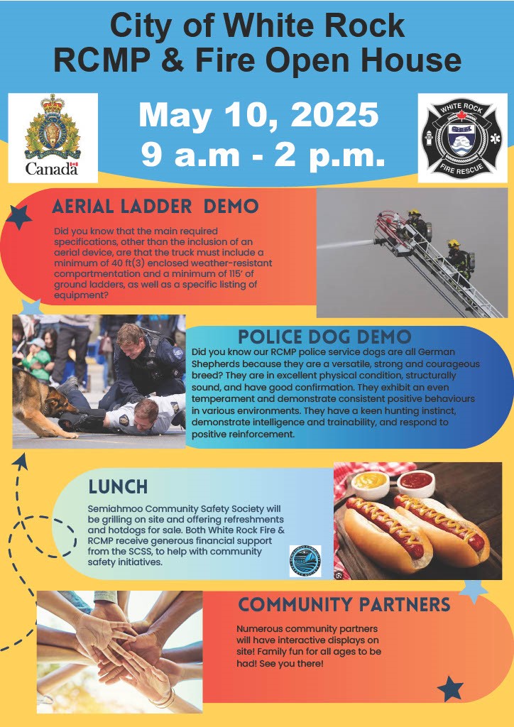 White Rock RCMP (@whiterockrcmp) on Twitter photo It will be such a fun family-oriented event! Bring your family and future first responders as we give you a behind the scenes look at our equipment and our specialty sections! <a href="/whiterockcity/">City of White Rock</a> <a href="/LMDRCMP/">Lower Mainland RCMP</a> It will be such a fun family-oriented event! Bring your family and future first responders as we give you a behind the scenes look at our equipment and our specialty sections! <a href="/whiterockcity/">City of White Rock</a> <a href="/LMDRCMP/">Lower Mainland RCMP</a>