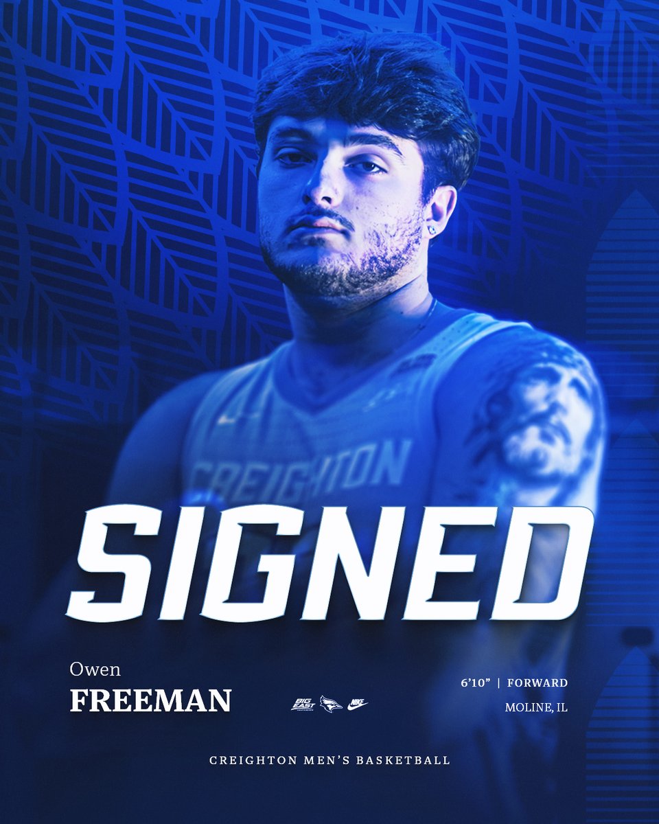 Creighton Men’s Basketball (@bluejaymbb) on Twitter photo Got our guy ✍️
Welcome to Omaha, Owen!
📰: gocreighton.com/news/2025/4/4/…
#GoJays x <a href="/_OwenFreeman/">Owen Freeman</a> Got our guy ✍️
Welcome to Omaha, Owen!
📰: gocreighton.com/news/2025/4/4/…
#GoJays x <a href="/_OwenFreeman/">Owen Freeman</a>