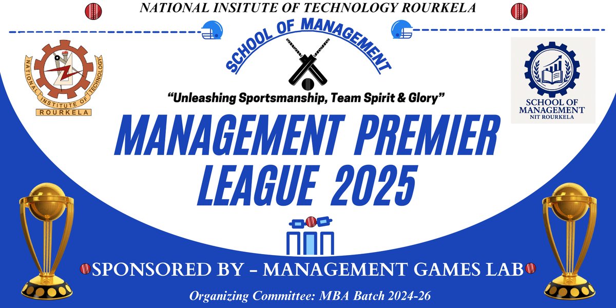 School of Management, NIT Rourkela (@som_nitr) on Twitter photo Management Premier League (MPL) โ Season 1 | A Thrilling New Chapter at <a href="/SoM_NITR/">School of Management, NIT Rourkela</a> 
The School of Management, NIT Rourkela is proud to announce the launch of the 1st Season of the Management Premier League (MPL) a dynamic initiative to promote team spirit and leadership
#somnitr Management Premier League (MPL) โ Season 1 | A Thrilling New Chapter at <a href="/SoM_NITR/">School of Management, NIT Rourkela</a> 
The School of Management, NIT Rourkela is proud to announce the launch of the 1st Season of the Management Premier League (MPL) a dynamic initiative to promote team spirit and leadership
#somnitr