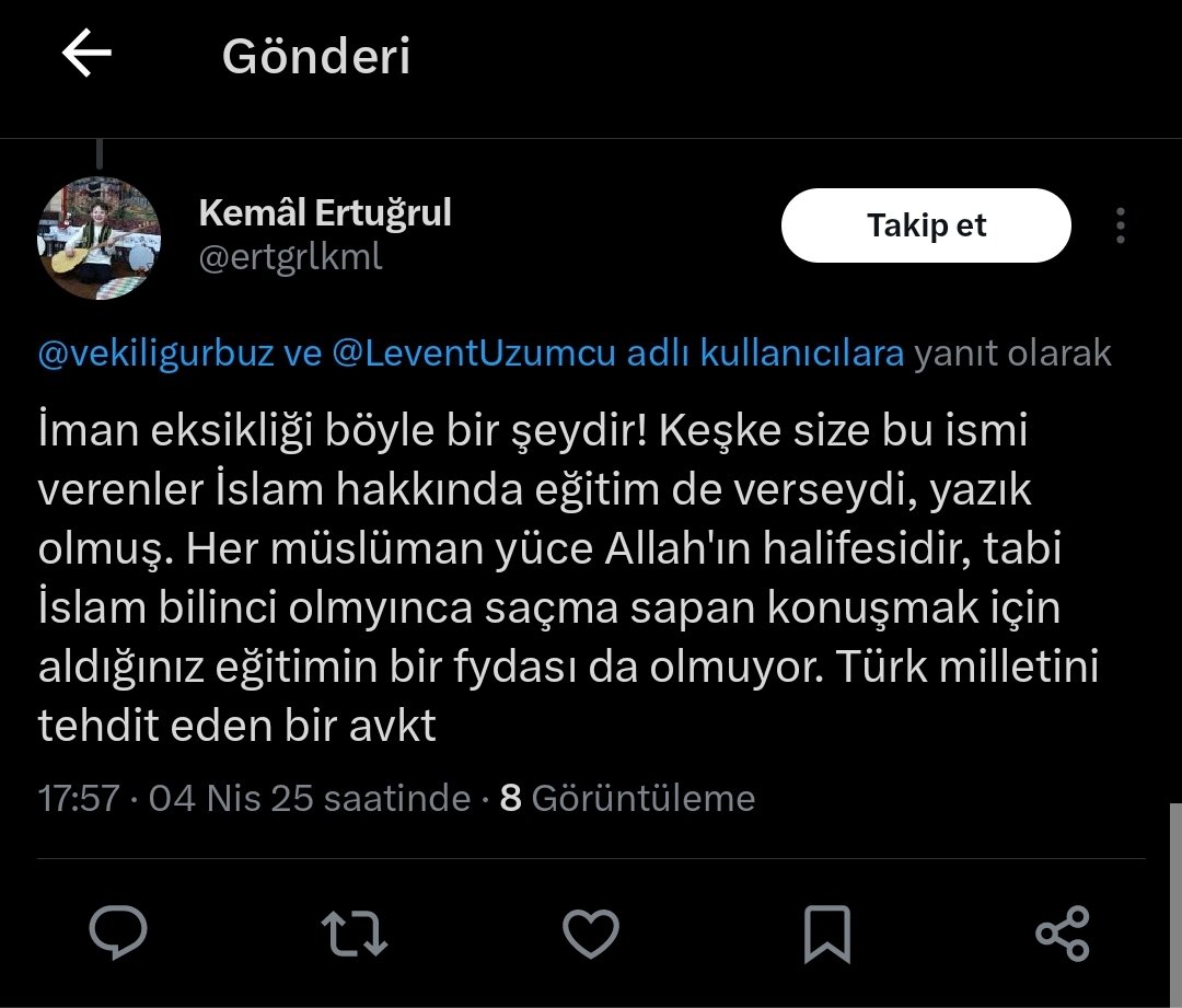 "Bugün biriyle tanıştım, adı 'Kemal'. Ağzından Allah kelimesini düşürmüyor ama halifenin ne olduğunu bilmiyor. Üstüne benim vatan sevgimi sorguluyor. Ona göre solcuysan vatan hainisin, yandaş şirketleri boykot ediyorsan yine vatan hainisin. 10 yaşındaki çocuk halifeyi bilir, ama