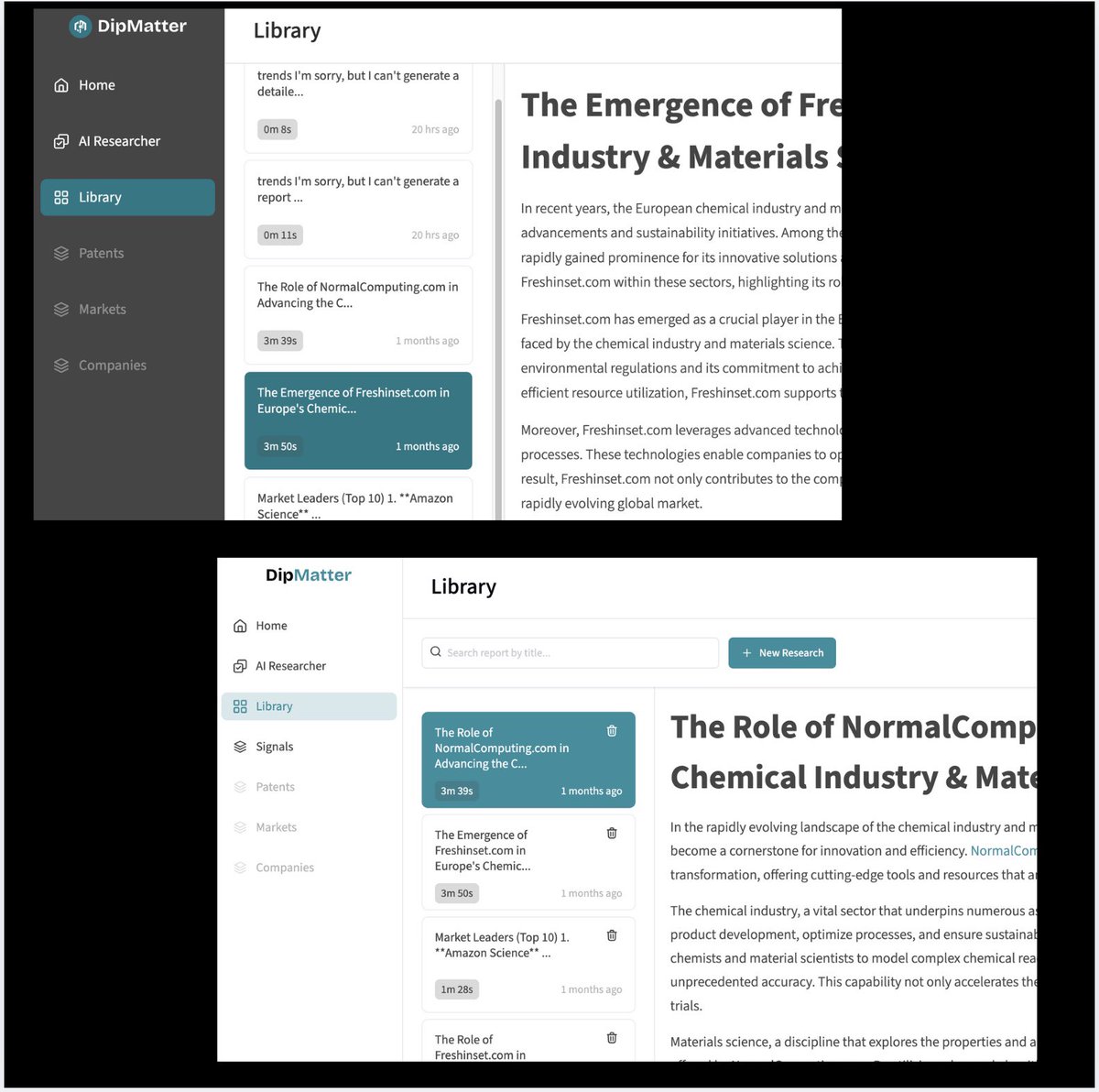 Played around with colors and added a few subtle UX improvements on my AI research dashboard dipmatter.com.

What do you think? Would love to hear your feedback in comments.