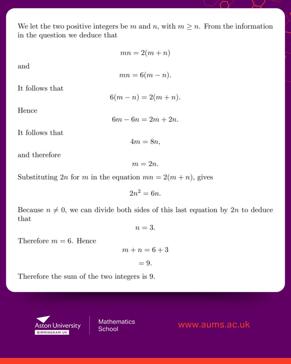🔍 AUMS Weekly Conundrum Solution Revealed!

🎉 Thank you to everyone who participated in our weekly maths challenge

📌 How did you do? Share your thoughts in the comments!

💬 Let’s keep learning and improving together.

#MathsChallenge #BrainTeaser #UMaths #mathsschool
