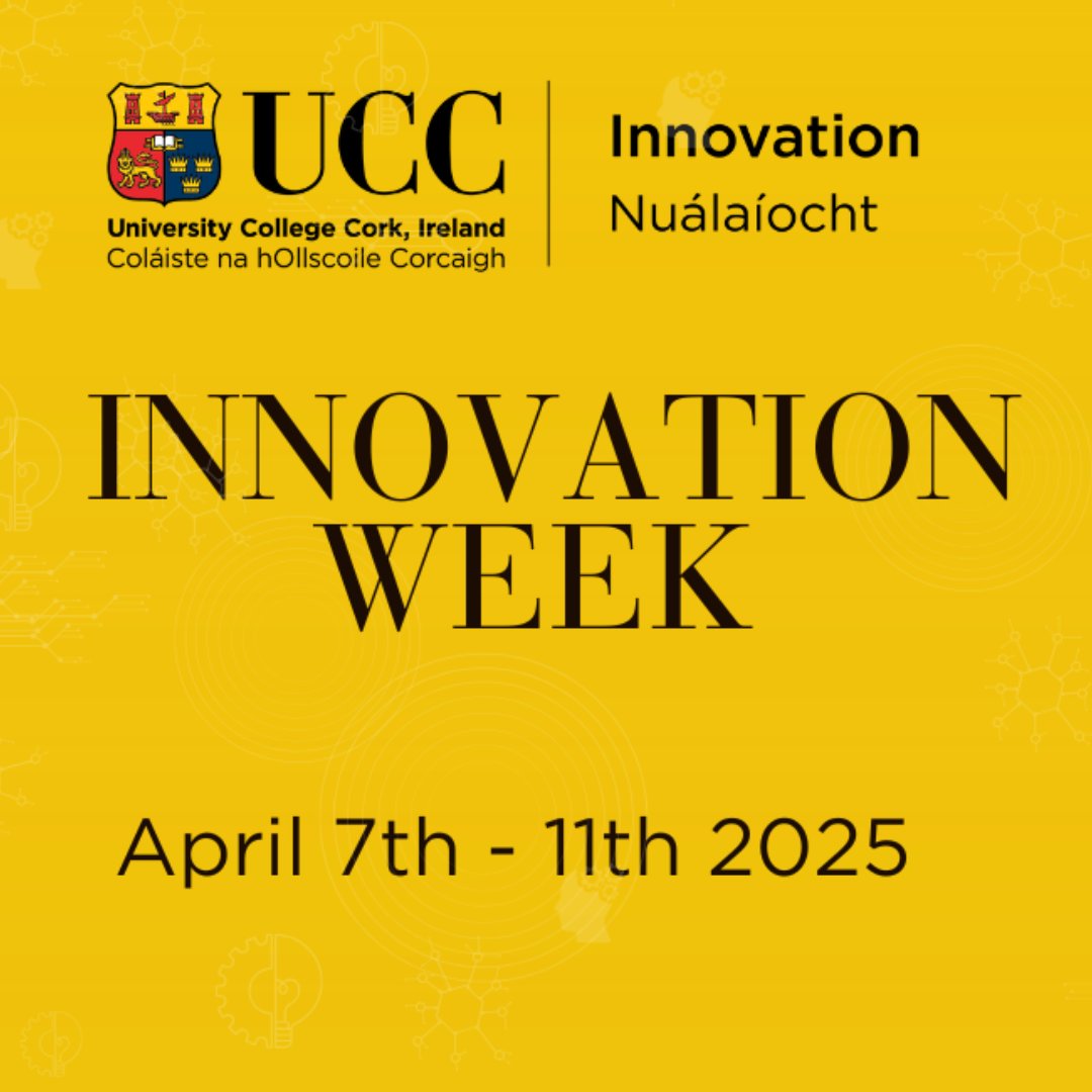 UCC Innovation (@uccinnovation) on Twitter photo We're looking forward to an exciting week ahead with Innovation Week, kicking off on Monday with our <a href="/SEFSUCC/">SEFS@UCC</a>, <a href="/UCCMedHealth/">UCC Medicine & Health</a> & <a href="/TyndallInstitut/">Tyndall Institute</a> Innovation Showcase.
For a full list of activities taking place during the week, please visit: ucc.ie/en/innovation/… We're looking forward to an exciting week ahead with Innovation Week, kicking off on Monday with our <a href="/SEFSUCC/">SEFS@UCC</a>, <a href="/UCCMedHealth/">UCC Medicine & Health</a> & <a href="/TyndallInstitut/">Tyndall Institute</a> Innovation Showcase.
For a full list of activities taking place during the week, please visit: ucc.ie/en/innovation/…