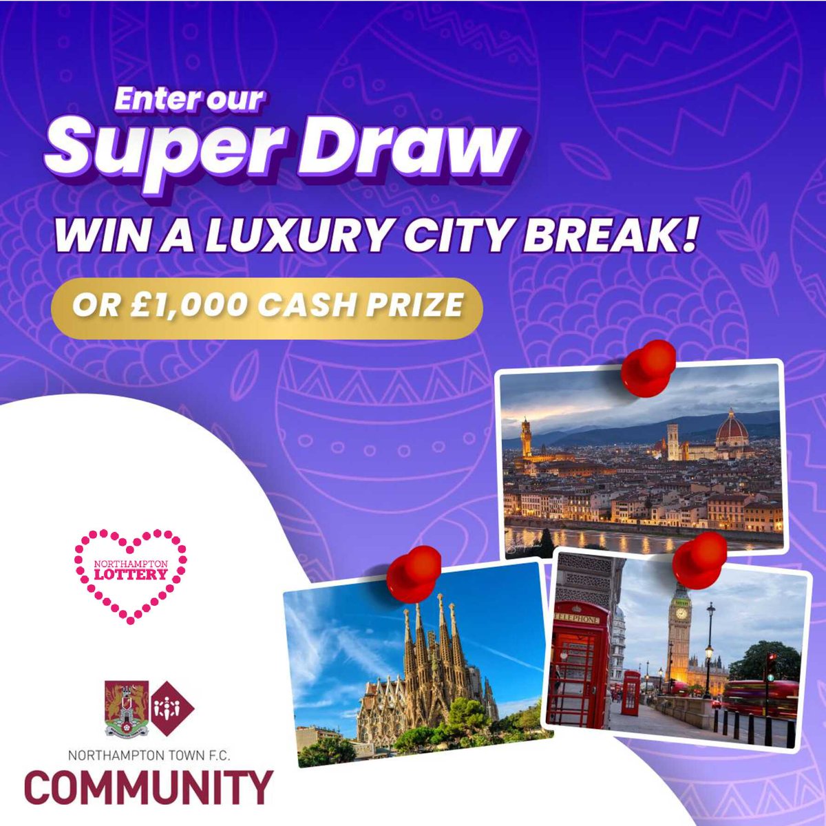 Have you got your ticket for the #Northampton Lottery❓

For just £1 you will be in with a chance of winning a £1,000 cash prize or win a luxury city break!

Support our work, sign up now👇
northamptonlottery.co.uk/support/northa…