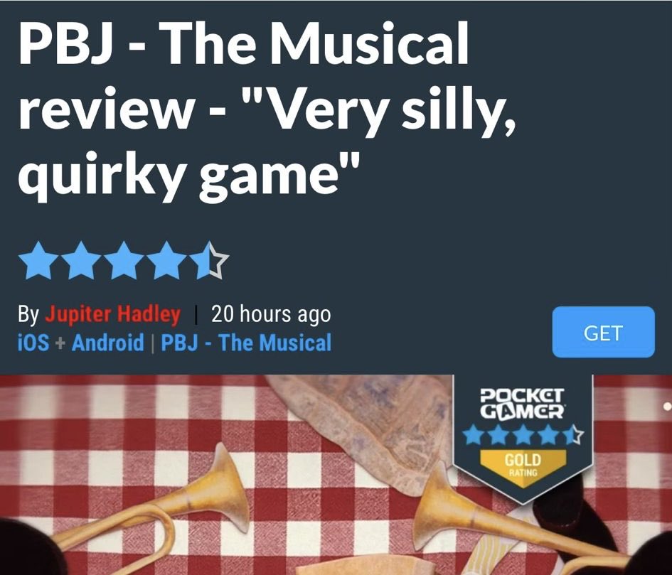 Gold from ⁦<a href="/PocketGamer/">Pocket Gamer</a>⁩, thank you 🥲

pocketgamer.com/pbj-the-musica…