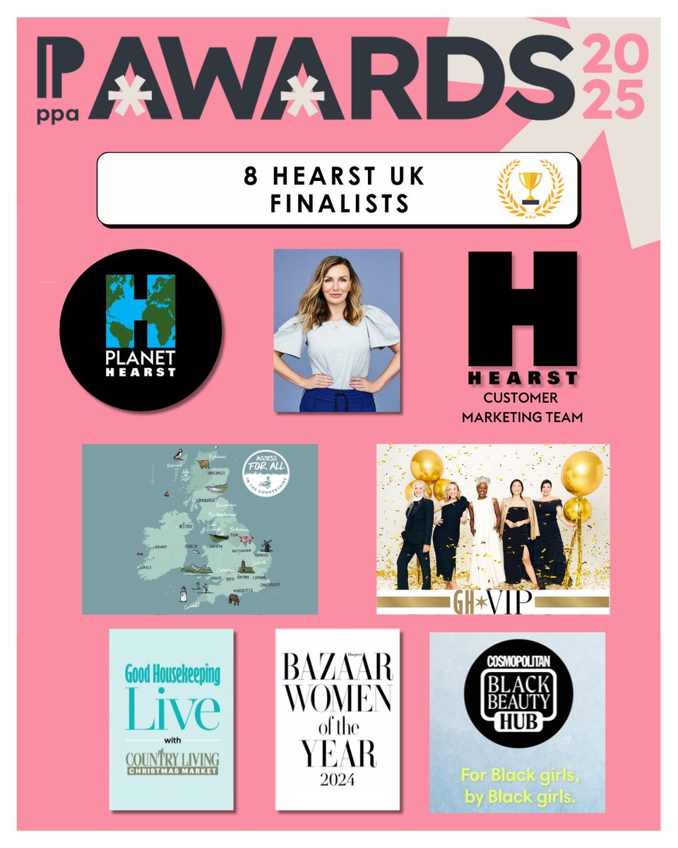 HearstUK's tweet photo. Hearst UK is finalist for 8 PPA Awards, including Team of the Year, Editor of the Year, Subscriptions/Marketing Initiative of the Year, and Consumer Event of the Year. 🎉😎

Find the full shortlist here: https://t.co/1g7nR53PBQ https://t.co/vKMoV32kZq