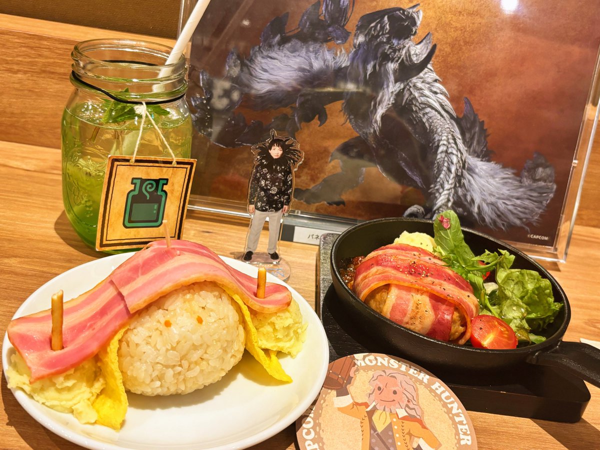 marupon_marupon's tweet image. 😃続
回復薬のドリンクはミントとキウイ、炭酸かな、即回復しました！フードはベースキャンプのハンバーグステーキ。テント、何回も壊されてたなあwフライパンの肉料理はベーコンたっぷり😋みゅう君がありえないタイミングで言う「食材があるなら焚き火料理もいいかもねー」👍💕
#ほしののひとりごと