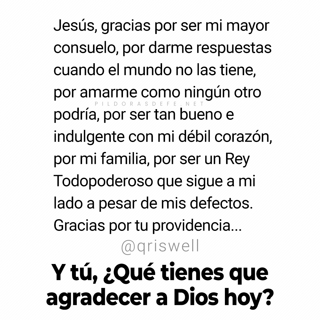 Siempre hay algo por lo que AGRADECER a Dios en el día de hoy.

Gracias, Jesús, gracias.
🙏