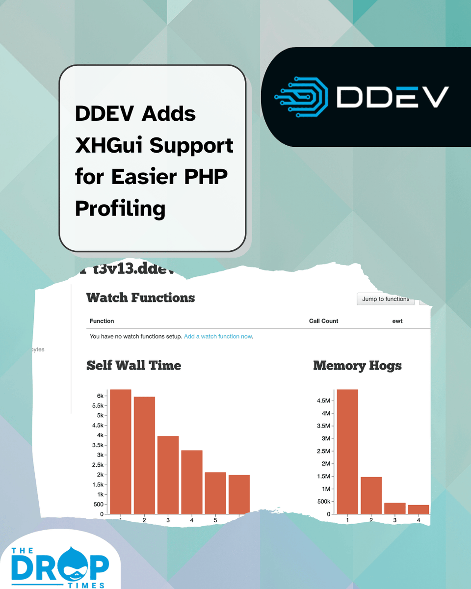 thedroptimes's tweet image. 🚀 DDEV v1.24.4 now includes built-in XHGui support for easier PHP profiling! With a modern UI &amp;amp; persistent data, finding performance bottlenecks just got simpler. 

bit.ly/3EaKhv9 
#DDEV #XHGui #PHPProfiling #WebPerformance #OpenSourceDev #TYPO3 🧪⚙️💻