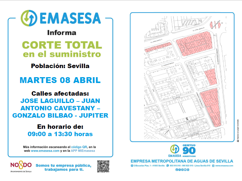 emasesa (@emasesa) on Twitter photo 08/04 #Corte en el suministro de #TuAgua por trabajos en la red de abastecimiento en C/ José Laguillo, Juan Antonio Cavestany y otras en <a href="/DtoSPabloSJusta/">Distrito San Pablo-Santa Justa (Sevilla)</a>
⌚ De 09:00 - 13:30 h.
Gracias y disculpen las molestias. #TrabajamosParaTi
#EMASESA #TuEmpresaPúblicaDelAgua <a href="/Ayto_Sevilla/">Ayuntamiento de Sevilla</a> 08/04 #Corte en el suministro de #TuAgua por trabajos en la red de abastecimiento en C/ José Laguillo, Juan Antonio Cavestany y otras en <a href="/DtoSPabloSJusta/">Distrito San Pablo-Santa Justa (Sevilla)</a>
⌚ De 09:00 - 13:30 h.
Gracias y disculpen las molestias. #TrabajamosParaTi
#EMASESA #TuEmpresaPúblicaDelAgua <a href="/Ayto_Sevilla/">Ayuntamiento de Sevilla</a>