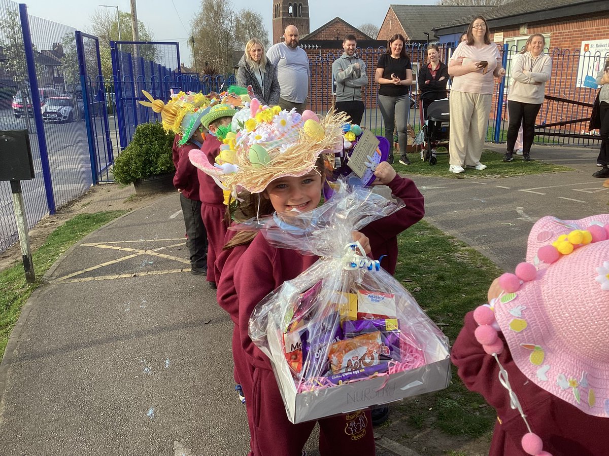 StBellarmine's tweet photo. What a fabulous Easter Bonnet Parade Nursery had this morning. Well done to our children and parents , the hats were all amazing. Congratulations to the winners of the chocolate hampers and Easter Bonnets #easterbonnets #eyfs https://t.co/TRj1Qfhmzw