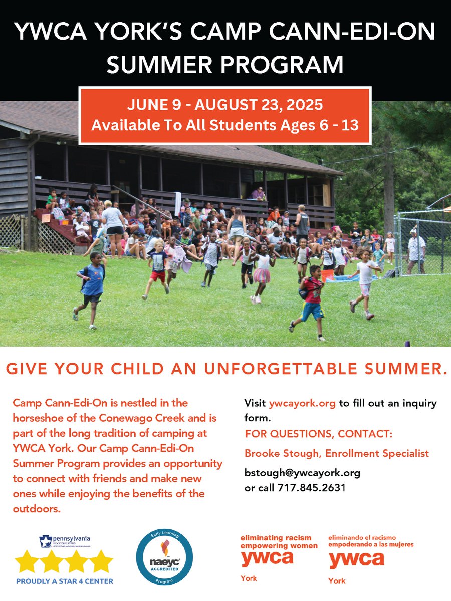 YWCAYork's tweet image. Camp Season is coming soon to YWCA York! ⛺ 🌞Enroll your child for a fun-filled summer through our different programs today! Secure their registration here: bit.ly/49EBpI5 #ywcayork #camprogram