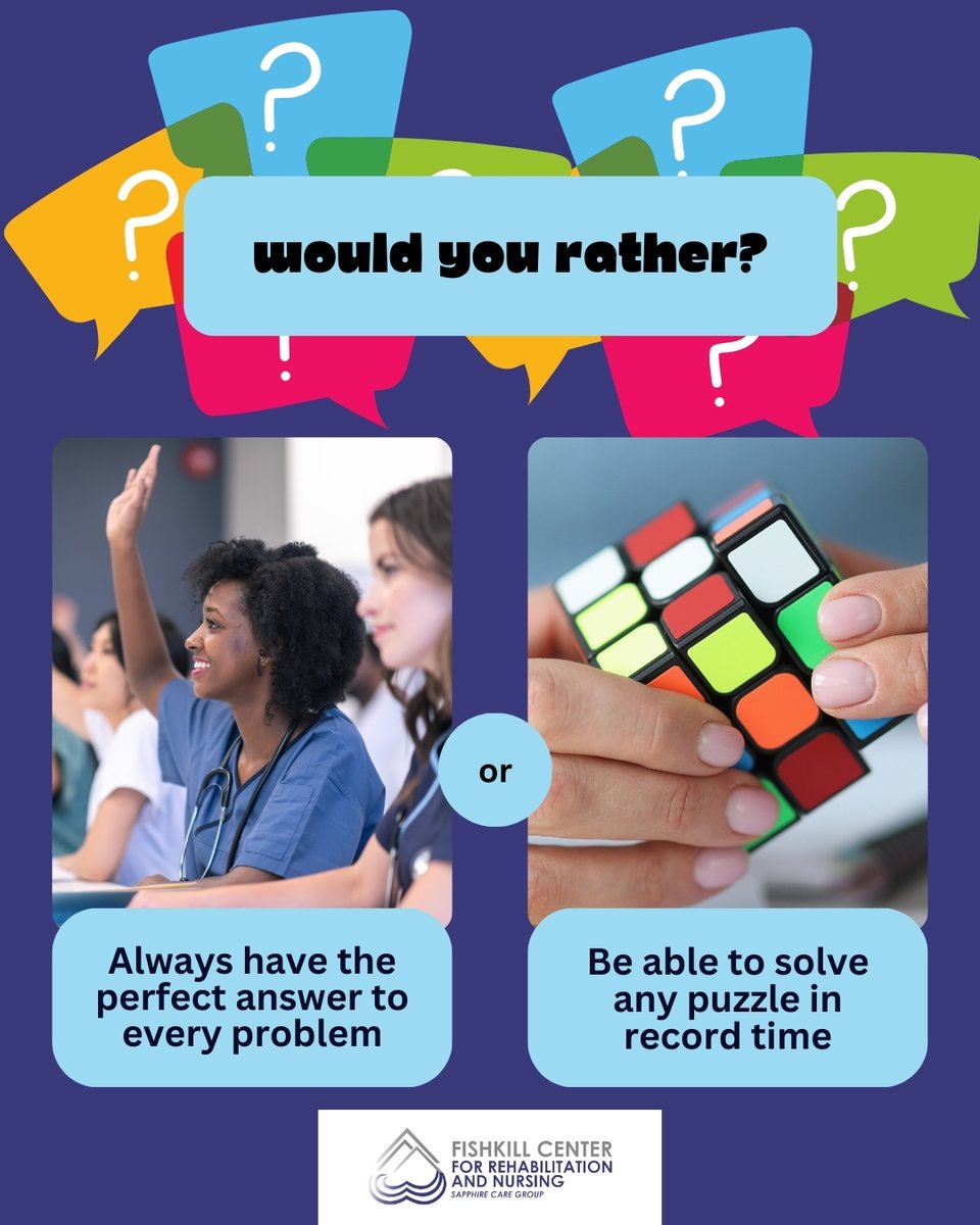 Fishkillcenter's tweet image. 💡 Would You Rather? 💡
Would you rather always have the perfect answer to every problem, or be able to solve any puzzle in record time? 🧩🤔

#StaySharpChallenge #LogicAndProblemSolving #BrainHealth #Fishkill #WouldYouRather #BrainTeaser #BeaconNY