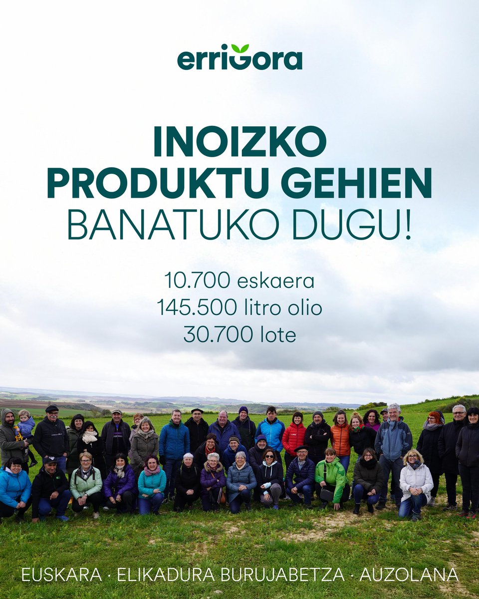 INOIZKO PRODUKTU GEHIEN BANATUKO DA AURTENGO ESKUTIK ESKURAN! 😱😍

#BesteModura kontsumitzeko prest dagon herritarren sarea zabalduz goaz, Errigoraren komunitatea indartuz! 📦🌱💪Jarrai dezagun denontzat onurak sortzen dituen bidea egiten!

BIBA GU! 🙌💚
Bejon deizuela <a href="/errigora/">ERRIGORA</a>