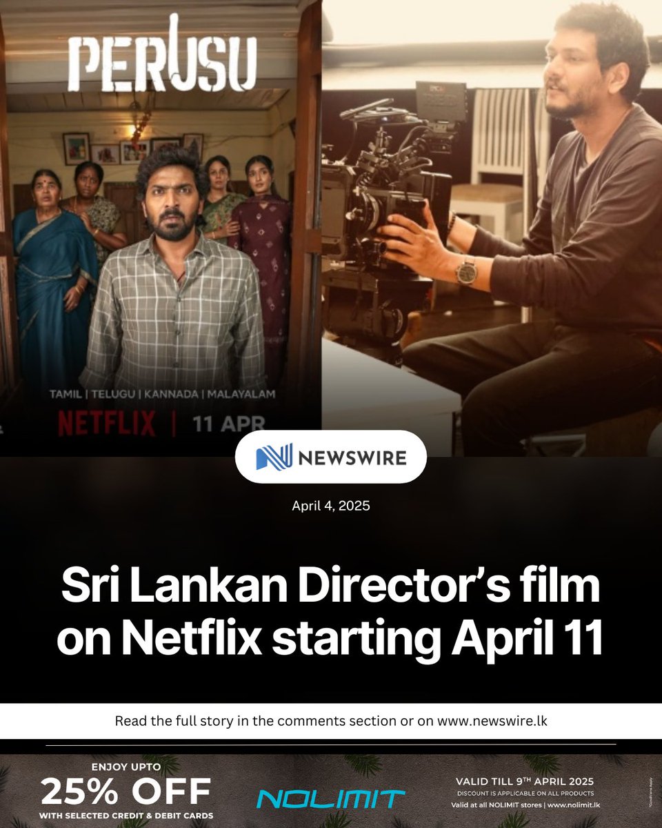 NewsWireLK's tweet image. lango Ram’s Perusu will begin streaming on Netflix on April 11, marking the first time a film directed by a Sri Lankan filmmaker will be featured on the platform.

D: newswire.lk/s7gz