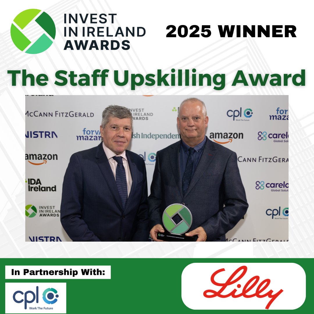 Invest In Ireland Awards (@iiiawardsire) on Twitter photo ๐ Congratulations to <a href="/EliLillyandCo/">Eli Lilly and Company</a> ๐
Weโre happy to announce that <a href="/EliLillyandCo/">Eli Lilly and Company</a> has won the Staff Upskilling Award! Presented by Stephen Mullin - Sales Director <a href="/CplResources/">Cpl</a>
Head over to investinirelandawards.ie for more info!
#investinireland #fdiireland ๐ Congratulations to <a href="/EliLillyandCo/">Eli Lilly and Company</a> ๐
Weโre happy to announce that <a href="/EliLillyandCo/">Eli Lilly and Company</a> has won the Staff Upskilling Award! Presented by Stephen Mullin - Sales Director <a href="/CplResources/">Cpl</a>
Head over to investinirelandawards.ie for more info!
#investinireland #fdiireland