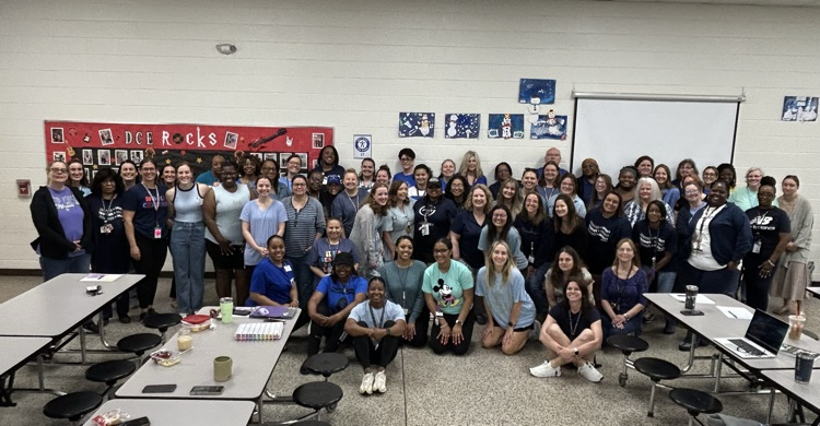 DCEsuperhornets's tweet photo. DCE staff proudly wear blue to support one of our own and raise awareness for child abuse prevention. Together, we stand for protection, hope, and change. #NationalChildAbusePreventionMonth https://t.co/nGfJ5ZcIR6