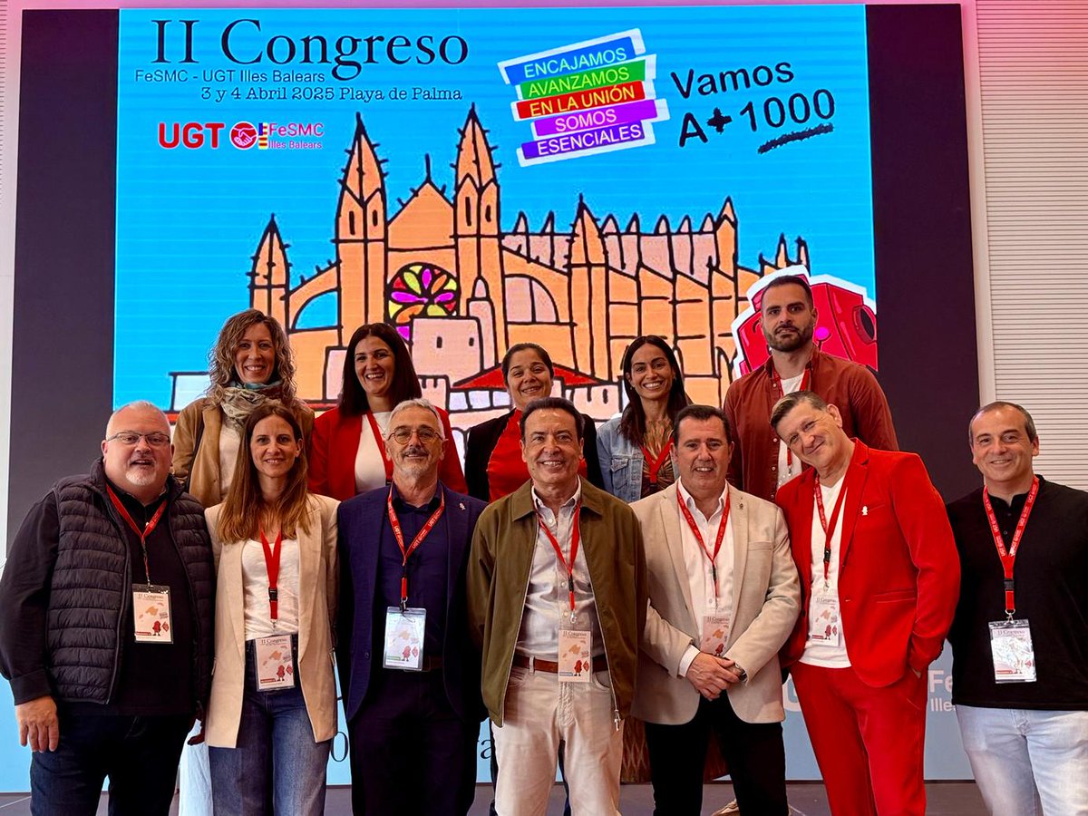 UGTIllesBalears's tweet photo. 🔴Nuestra enhorabuena a José García Relucio y su equipo. 

ℹ Reelegido con el 96% de los votos del II Congreso de @FeSMC_ugt_ib. 
 
🎯Objetivos: medidas de vivienda en el #ConvenioDeHostelería, ni un recorte de derechos y generar empleo todo el año.

🔗https://t.co/LpQZRtWjW9 https://t.co/Fey1rha682