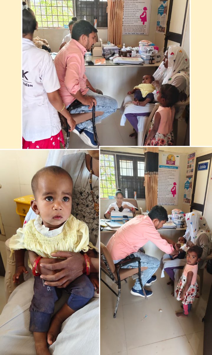 SbccHealth's tweet image. વિંછીયા તાલુકા ખાતે RBSK ટીમ દ્વારા CMAM 20/3/25 ના રોજ બાળકને દાખલ કરેલ 
ત્યાર બાદ 4/4/25 ના રોજ ફોલોઅપ વિઝીટ કરતા બાળકનો વજન 5.5Kg માંથી 700gram વધી 6.2KG થયેલ તેમજ બાળકને IFA Syp ચાલુ કરવામાં આવેલ @RajkotCdho00031 @DDORAJKOT1 @CollectorRjt @NHMGujarat @GujHFWDept