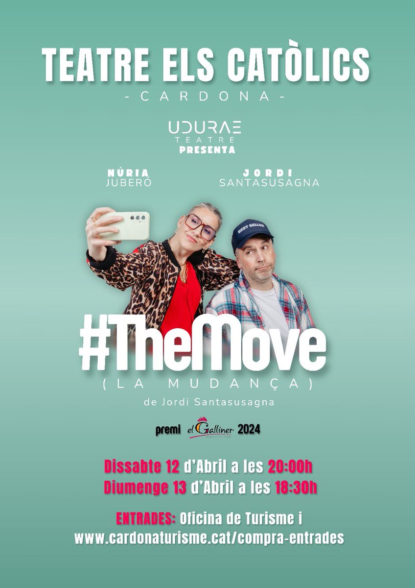 📲El Teatre Municipal Els Catòlics acollirà l'obra "The Move" els dies 12 i 13 d'abril

📍L’obra és una sitcom teatral per reflexionar sobre la intel·ligència artificial.  És guanyadora del Premi El Galliner de textos teatrals 2024

Tota la info: cardona.cat//continguts//e…