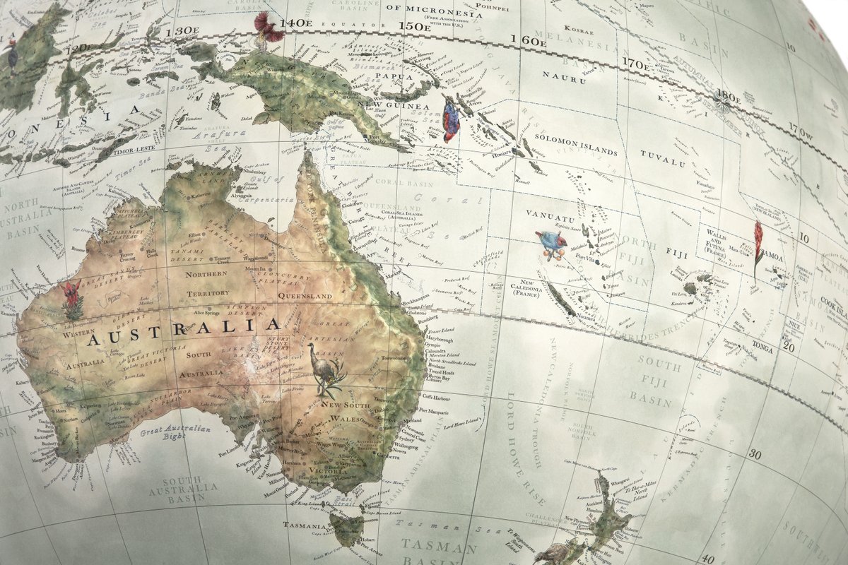 globemakers's tweet image. A glimpse of Australia, Papua New Guinea, Fiji, Indonesia, the Solomon Islands, Samoa..

#maps #watecolour #worldglobe