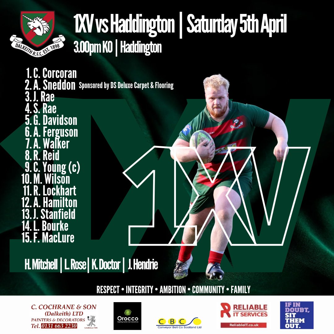 DalkeithRFC's tweet photo. π 1XV Squad Announcement π
Your final 1XV of the 2024/25 season to head down to Haddington tomorrow afternoon - be great to see bodies on the sidelines cheering the lads on in the last game
π 3.00pm KO
πMill Wynd, Haddington, EH41 4DB
#dalkeithRFC https://t.co/wrMSSLOuHb