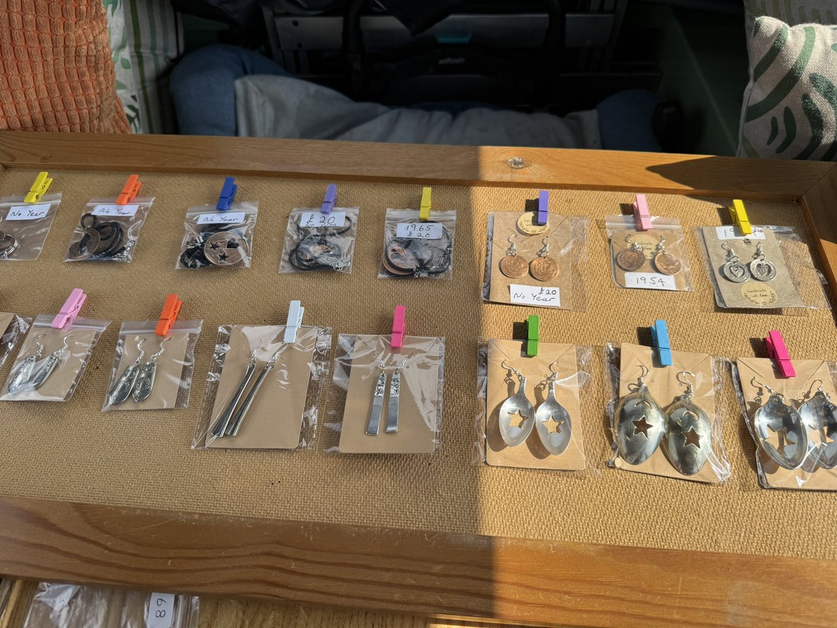 NeverTwoLate1's tweet photo. Busy getting everything ready for the Brinklow Artisan Market this weekend. #narrowboatlife #narrowboattraders #coinjewellery #handmadejewellery https://t.co/4pA1QpWybR