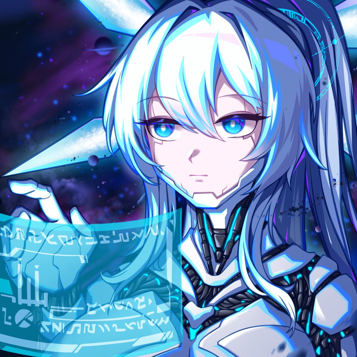 I'm happily to announce my new original character, and a unique one!
SILVA, a self-awakened AI.
(日本語版は下にあります)
(下面有中文版)

Also banner and profolio picture~
#巨大娘 #giantess