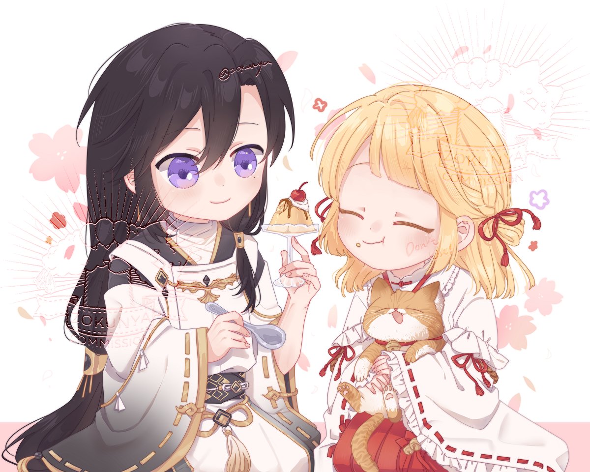 | 委託🍤|   
很開心可以幫
《龍神的新娘》繪製兒童節賀圖！
幼化的兩人吃著布丁度過優閒下午(｡•؎•｡)🍮
不管是元素還是氛圍都很喜歡的一張☺️

🌸龍神的新娘官網
m03271996.wixsite.com/dragon-miko
🌸作者
portaly.cc/reiris