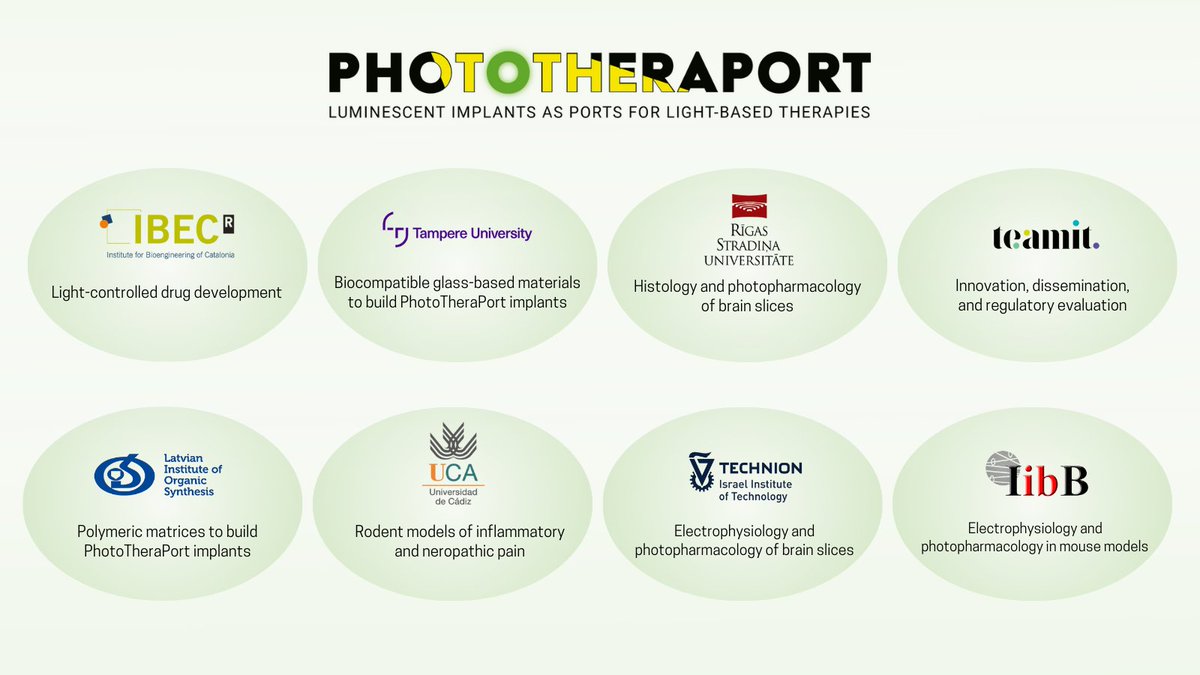 PHOTOTHERAPORT's tweet image. A dynamic group of experts in neuroscience, bioengineering, and chemistry from 8 leading Research Institutions is working to create the next wave of light-driven therapies. 🔬✨ #PrecisionMedicine 💉 #Neuroscience 🧠