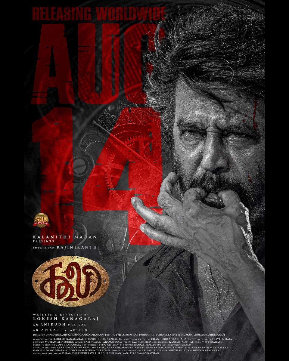 CinephileRams's tweet photo. #Coolie from August 14 worldwide

#Rajinikanth #LokeshKanagaraj https://t.co/rAwq5odQbu