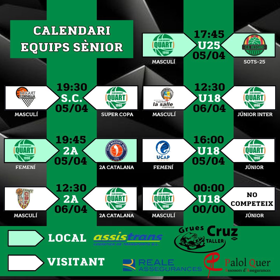 CALENDARI CAP DE SETMANA!💚💪🏼
