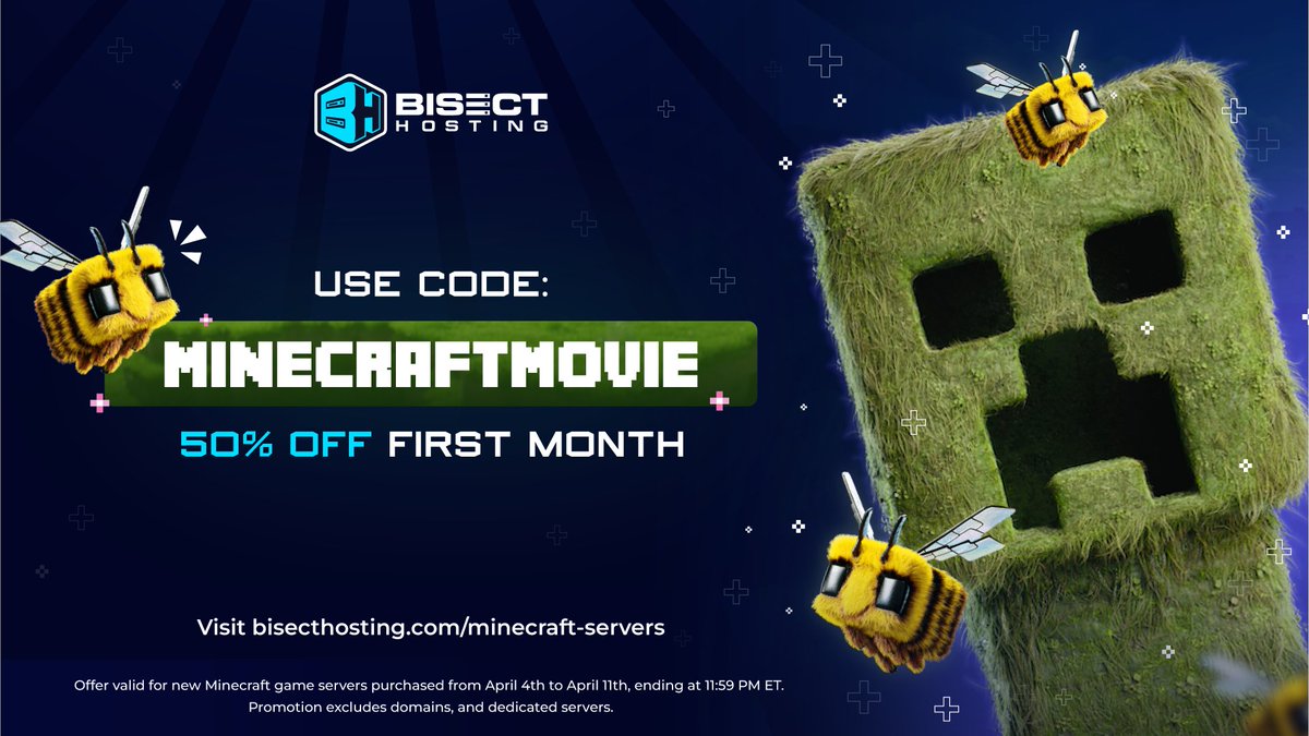 BisectHosting's tweet image. 🚨 ATTENTION GAMERS! 🚨

We’re celebrating the launch of the #MinecraftMovie with a sale and HUGE giveaway! 🎉

Here’s your chance to WIN:
🎟️ A $50 cinema voucher 
💳 $20 in BisectHosting credit

To enter:
Repost this message 🔁
Click the link in the comments and follow the…