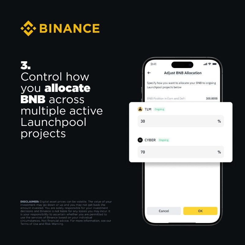 binance's tweet photo. Enhance your Launchpool experience with seamless notifications, automatic subscriptions, smarter BNB management, and effortless access to your rewards.

Learn more 👇