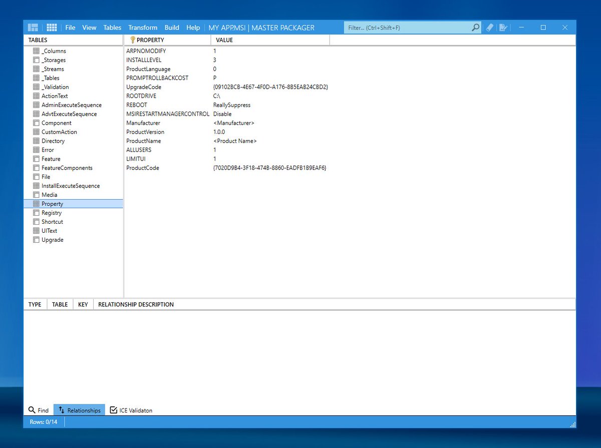 Master Packager Community Edition is free software to create and edit MSI/MST files. The Advanced Editor shows key MSI components in a user-friendly UI, while the Table Editor reveals all MSI tables and changes. It is all we need when working with MSI files.

Master Packager is